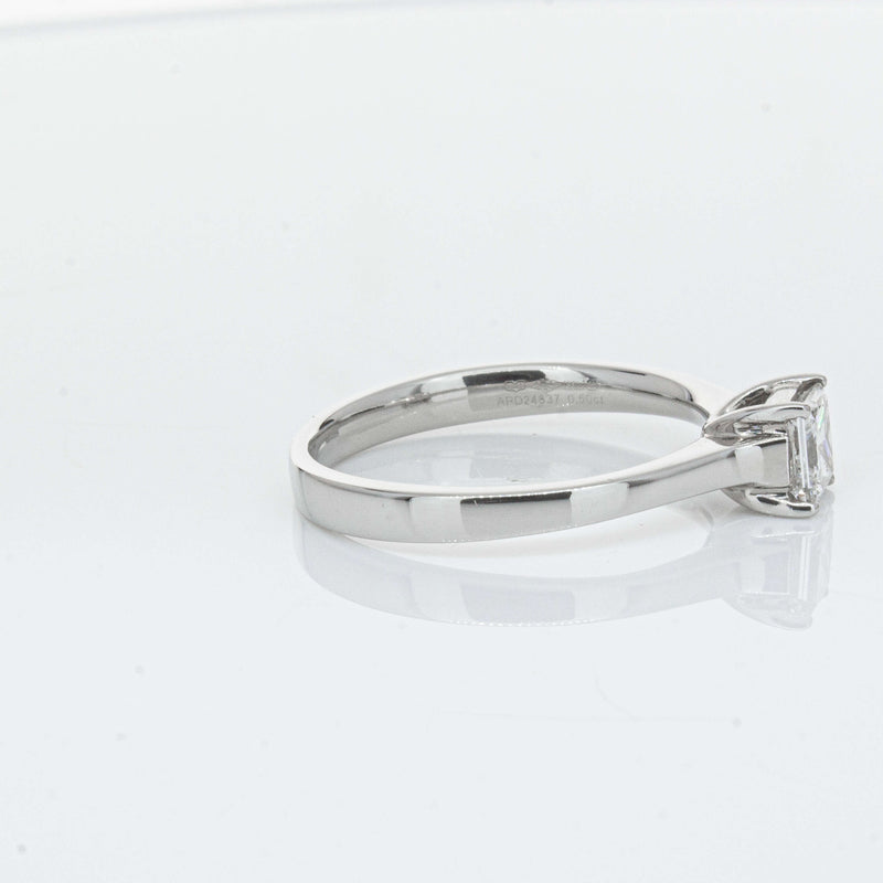 Platinum .50ct Princess Cut Diamond Ring-Ring-Walker & Hall