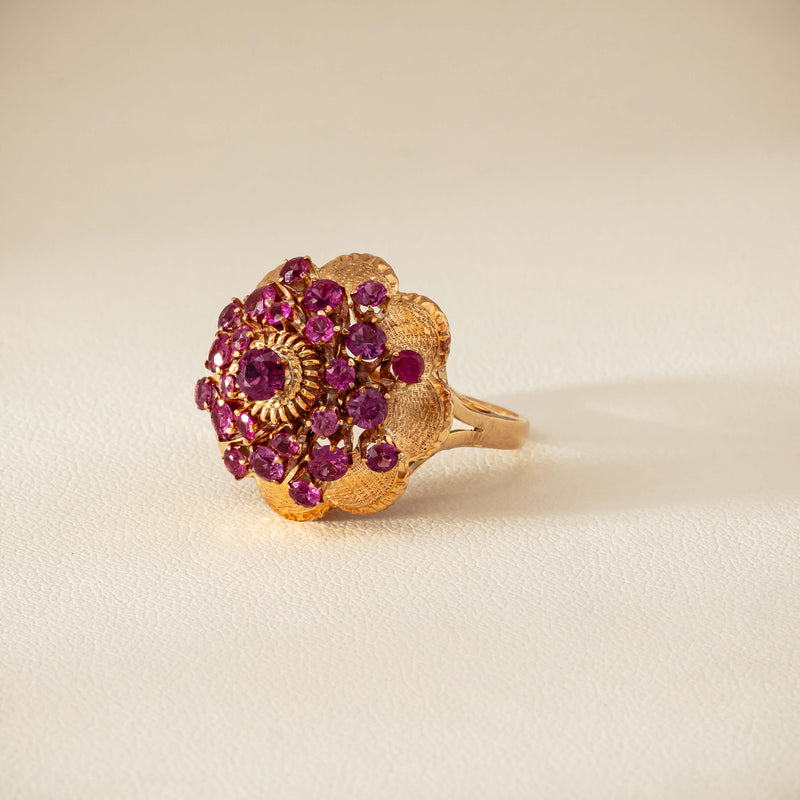 Deja Vu 7ct Yellow Gold Pink Tourmaline Cluster Ring