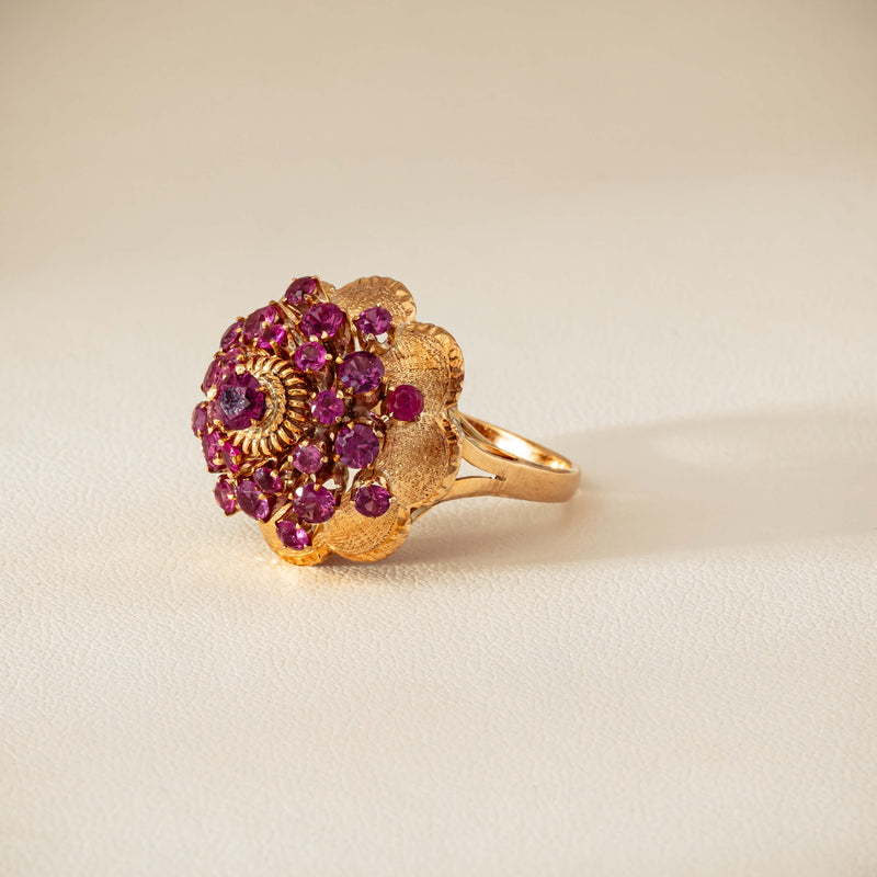 Deja Vu 7ct Yellow Gold Pink Tourmaline Cluster Ring
