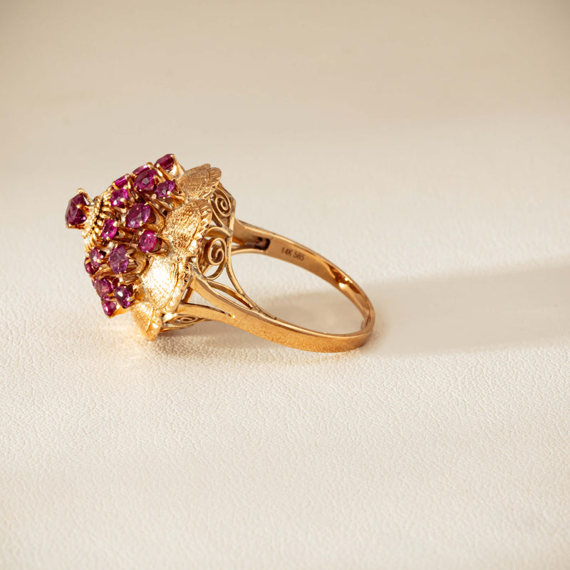 Deja Vu 7ct Yellow Gold Pink Tourmaline Cluster Ring