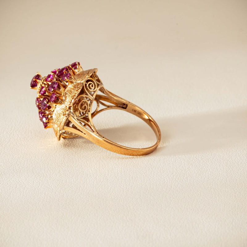 Deja Vu 7ct Yellow Gold Pink Tourmaline Cluster Ring