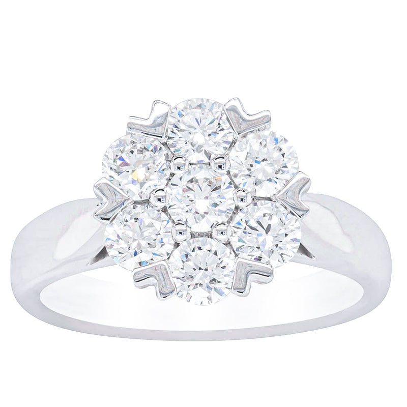 18ct White Gold 1.20ct Diamond Lotus Ring-Ring-Walker & Hall