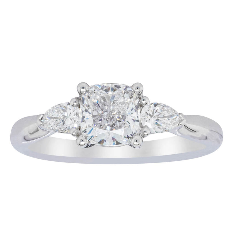 18ct White Gold 1.01ct Cushion Cut Diamond Ayla Ring-Ring-Walker & Hall