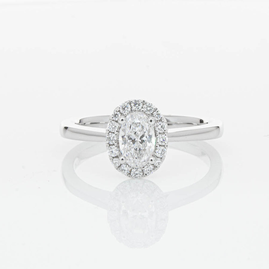 18ct White Gold .50ct Oval Cut Diamond Nina Ring-Ring-Walker & Hall