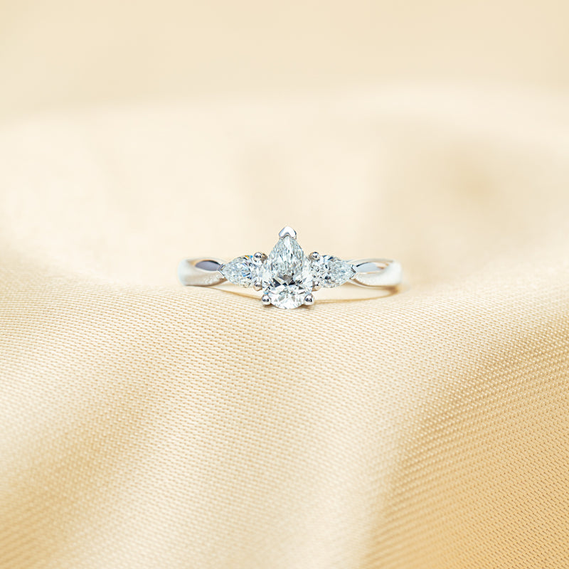 18ct White Gold .52ct Pear Cut Diamond Ayla Ring-Ring-Walker & Hall