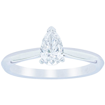 18ct White Gold .52ct Pear Cut Diamond Venetian Ring-Ring-Walker & Hall