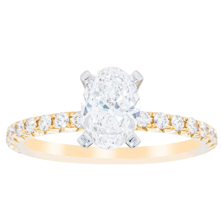 18ct Yellow Gold 1.00ct Oval Cut Diamond Comet Ring-Ring-Walker & Hall