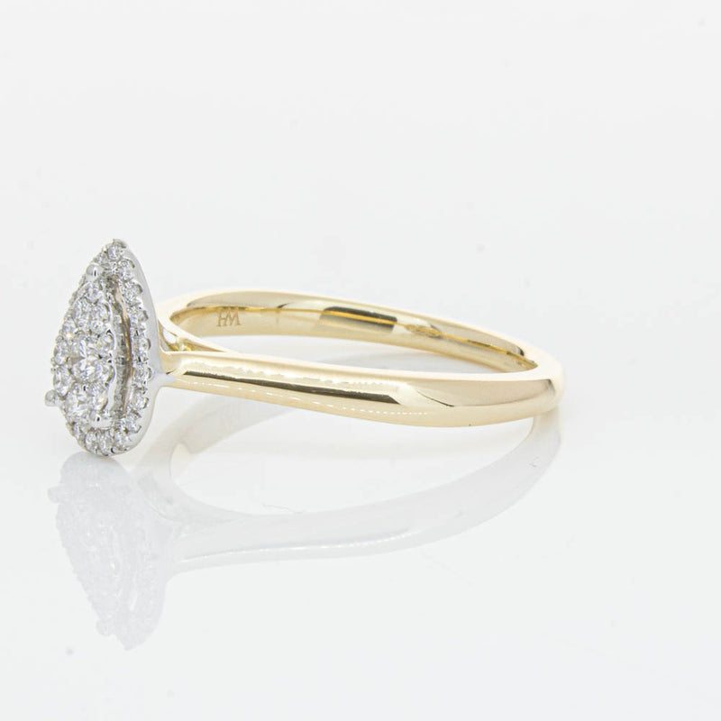 14ct Yellow Gold Diamond Pear Saturn Ring-Ring-Walker & Hall
