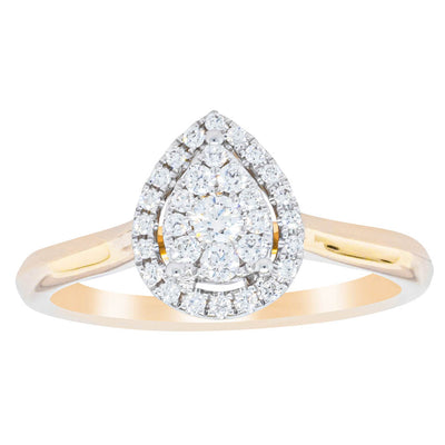 14ct Yellow Gold Diamond Pear Saturn Ring-Ring-Walker & Hall