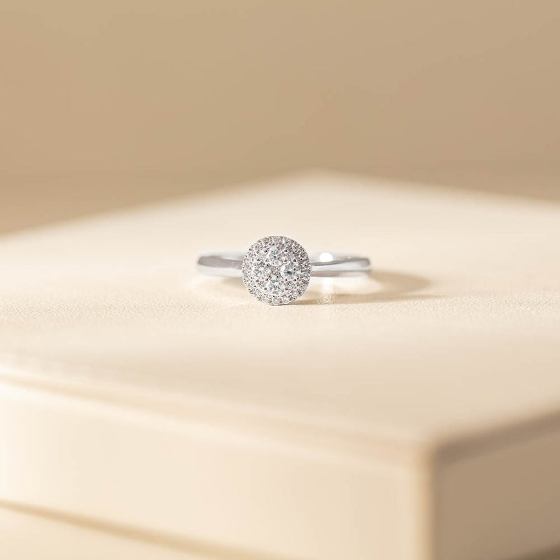 14ct White Gold Diamond Mini Saturn Ring-Ring-Walker & Hall