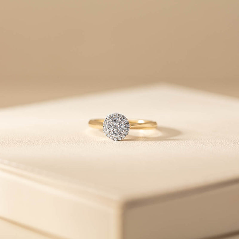 14ct Yellow Gold Diamond Mini Saturn Ring-Ring-Walker & Hall