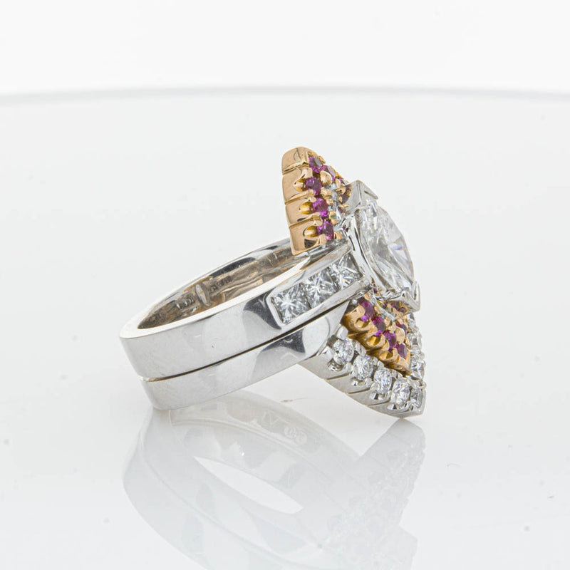 Deja Vu 18ct White Gold Diamond & Pink Sapphire Ring & Band-Ring-Walker & Hall