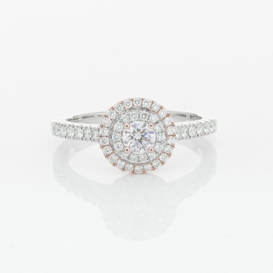 18ct White & Rose Gold .23ct Diamond Rosa Ring-Ring-Walker & Hall