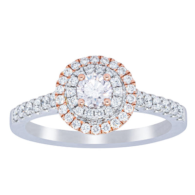 18ct White & Rose Gold .23ct Diamond Rosa Ring-Ring-Walker & Hall