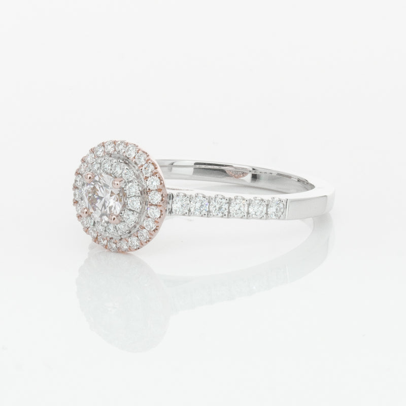 18ct White & Rose Gold .23ct Diamond Rosa Ring-Ring-Walker & Hall