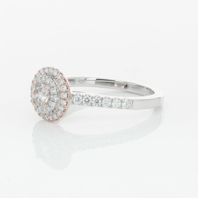 18ct White & Rose Gold .23ct Diamond Rosa Ring-Ring-Walker & Hall