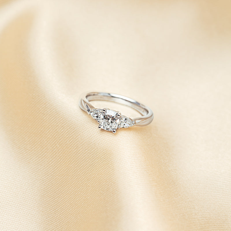 18ct White Gold .76ct Cushion Cut Diamond Ayla Ring-Ring-Walker & Hall