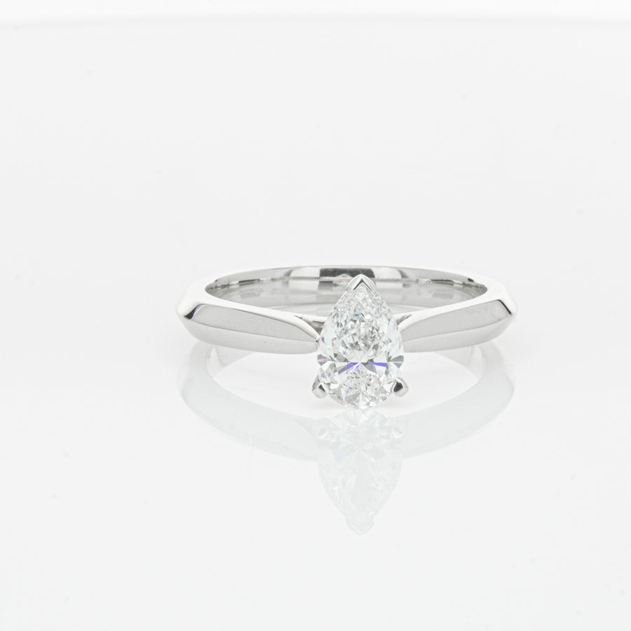 18ct White Gold .71ct Pear Diamond Venetian Ring-Ring-Walker & Hall