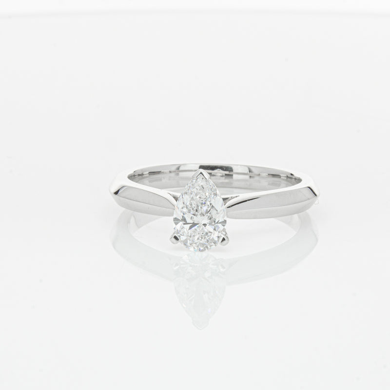 18ct White Gold .71ct Pear Diamond Venetian Ring-Ring-Walker & Hall