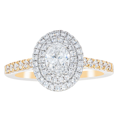 18ct Yellow Gold .50ct Oval Cut Diamond Rosa Ring-Ring-Walker & Hall