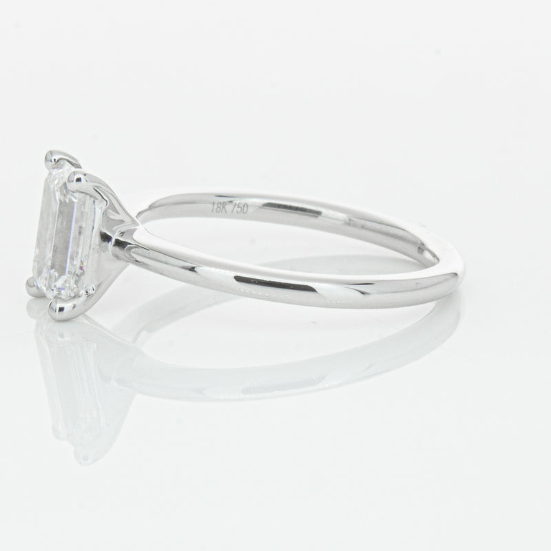 18ct White Gold 1.51ct Emerald Cut Diamond Melba Ring-Ring-Walker & Hall