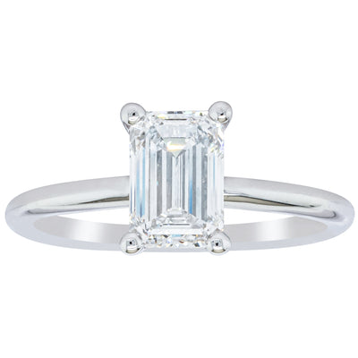 18ct White Gold 1.51ct Emerald Cut Diamond Melba Ring-Ring-Walker & Hall