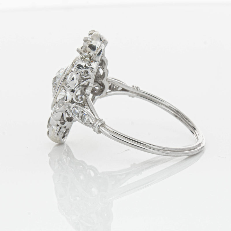 Vintage Platinum Diamond & Emerald Ring-Ring-Walker & Hall