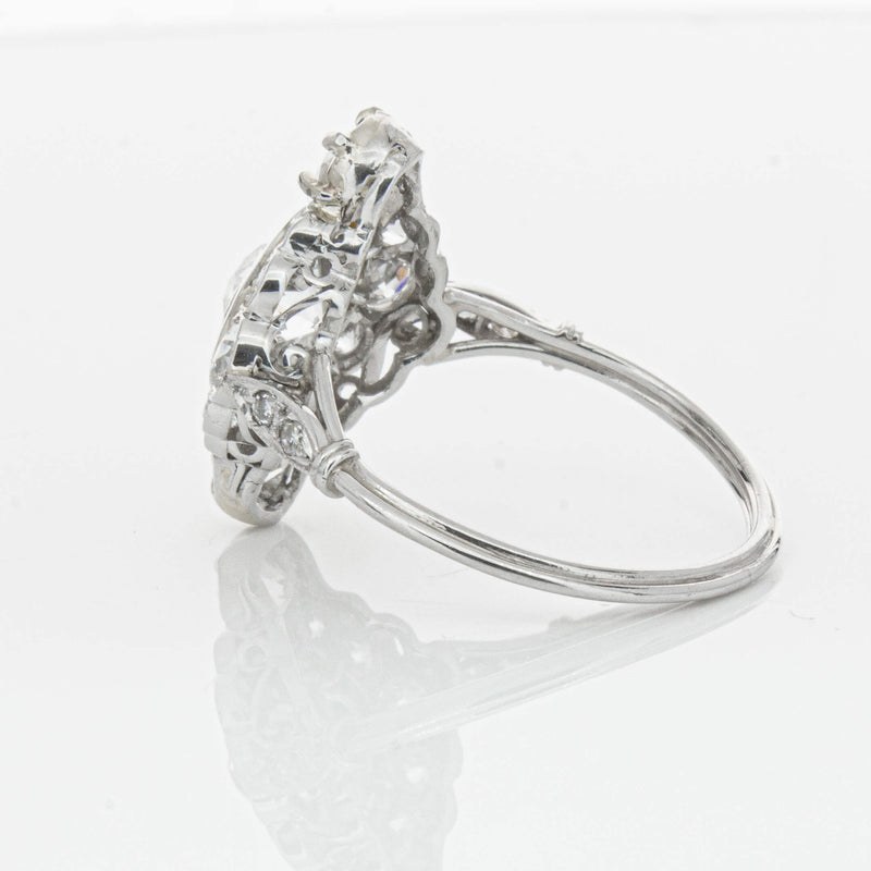 Vintage Platinum Diamond & Emerald Ring-Ring-Walker & Hall
