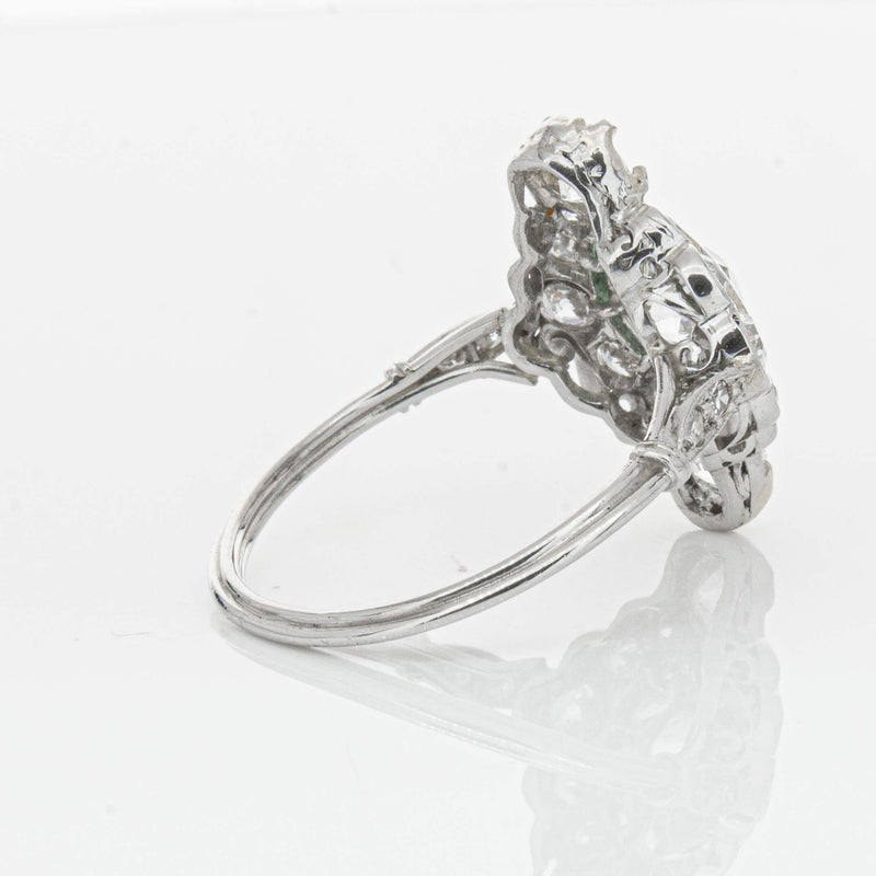 Vintage Platinum Diamond & Emerald Ring-Ring-Walker & Hall