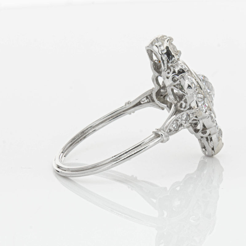 Vintage Platinum Diamond & Emerald Ring-Ring-Walker & Hall