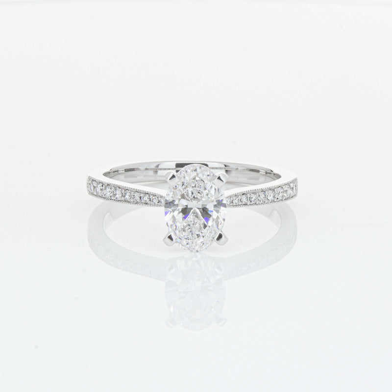18ct White Gold 1.01ct Oval Cut Diamond Zenith Ring-Ring-Walker & Hall