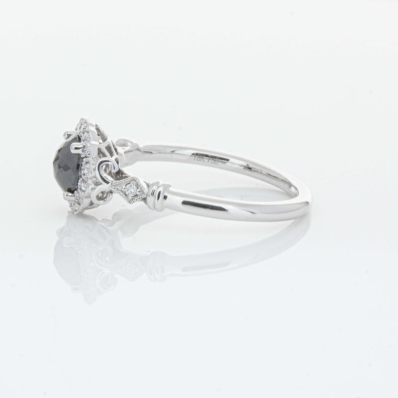 18ct White Gold .54ct Black Diamond Versailles Ring-Ring-Walker & Hall