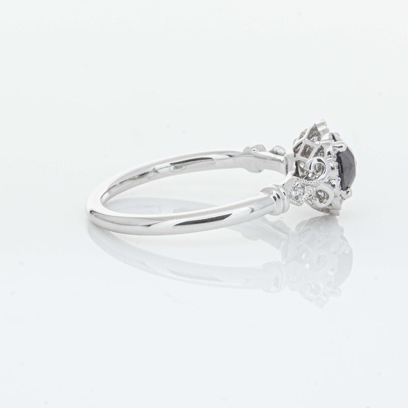 18ct White Gold .54ct Black Diamond Versailles Ring-Ring-Walker & Hall