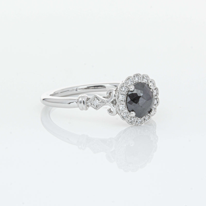 18ct White Gold .54ct Black Diamond Versailles Ring-Ring-Walker & Hall