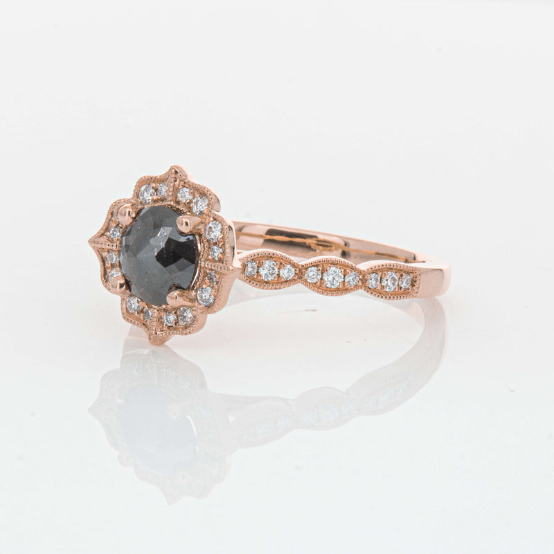 18ct Rose Gold .61ct Black Diamond Paramount Ring-Ring-Walker & Hall