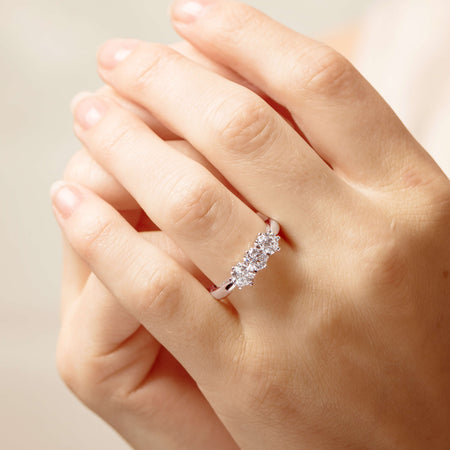 18ct White Gold .94ct Diamond Trilogy Ring-Ring-Walker & Hall