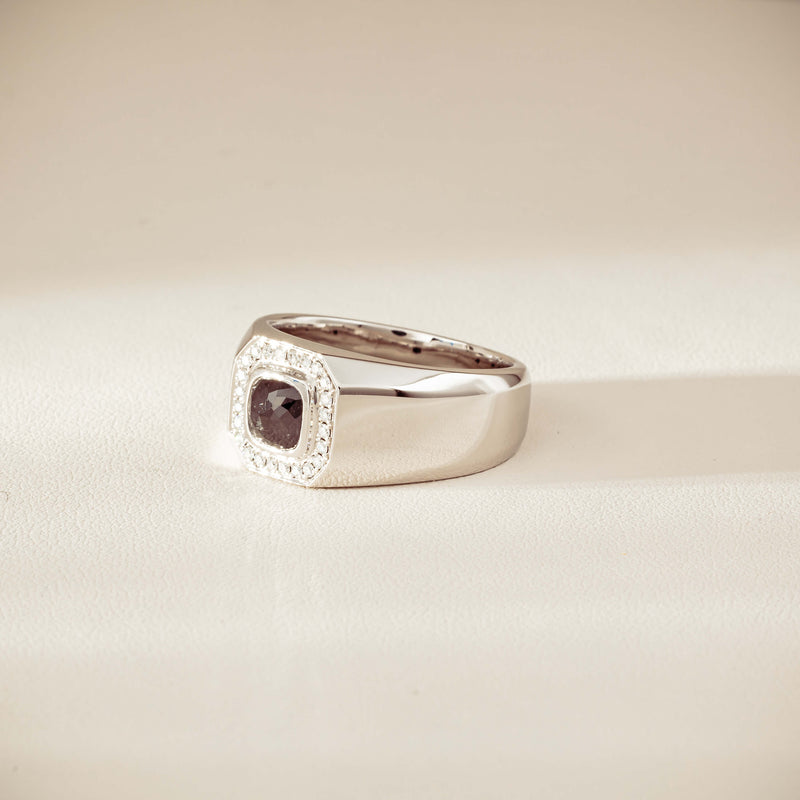 Platinum 1.10ct Black Diamond Mens Ring-Ring-Walker & Hall