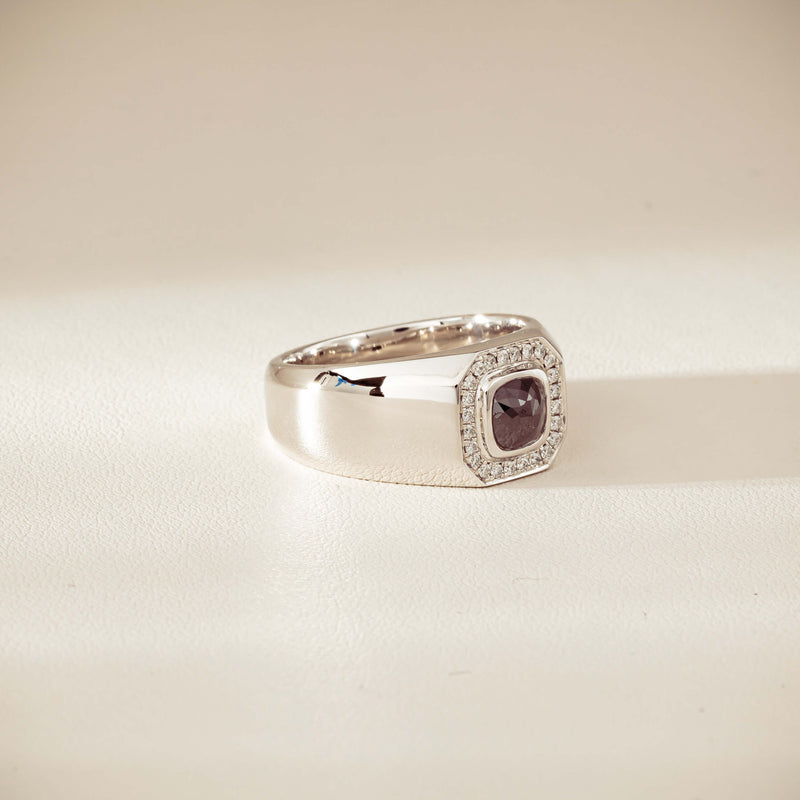Platinum 1.10ct Black Diamond Mens Ring-Ring-Walker & Hall