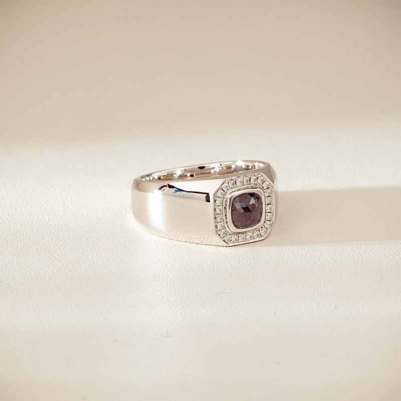 Platinum 1.10ct Black Diamond Mens Ring-Ring-Walker & Hall