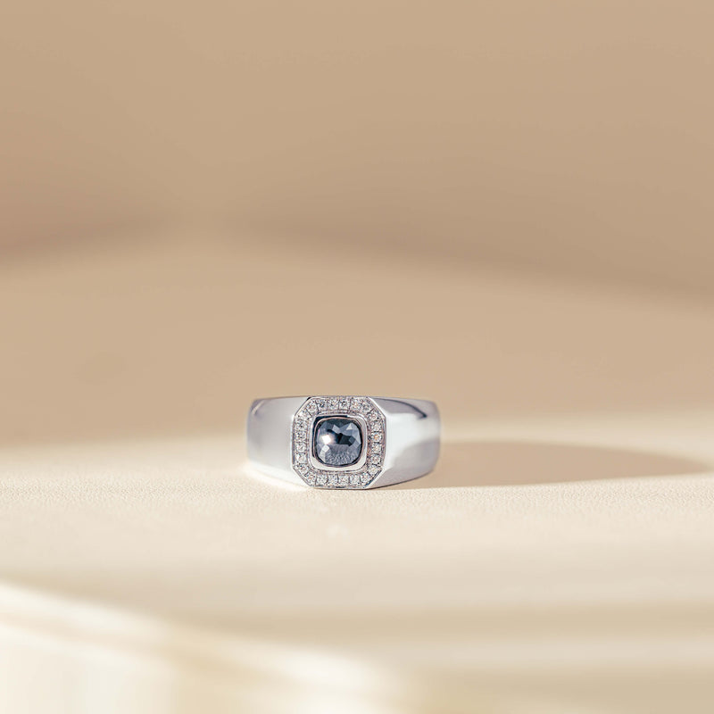 Platinum 1.10ct Black Diamond Mens Ring-Ring-Walker & Hall