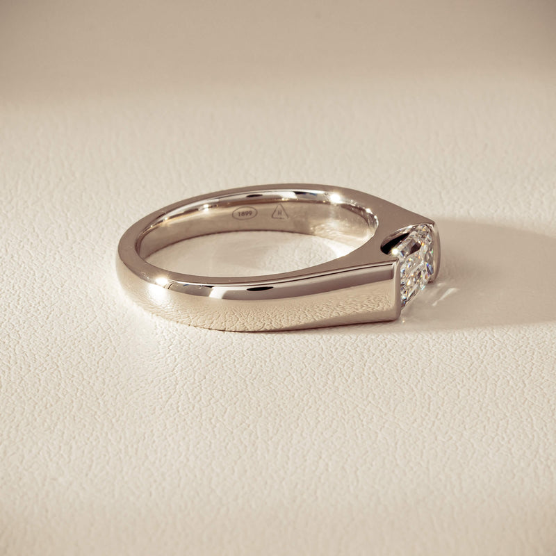Platinum 1.02ct Reclaimed Fancy Rectangular Diamond Astrid Ring - Ring - Walker & Hall