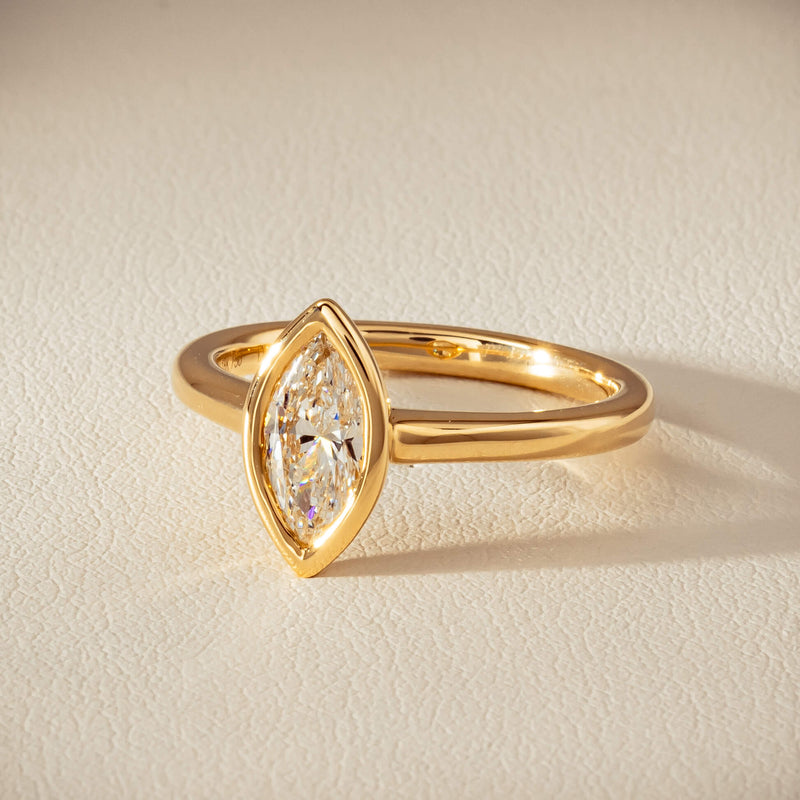 18ct Yellow Gold .75ct Reclaimed Marquise Diamond Natalia Ring - Ring - Walker & Hall