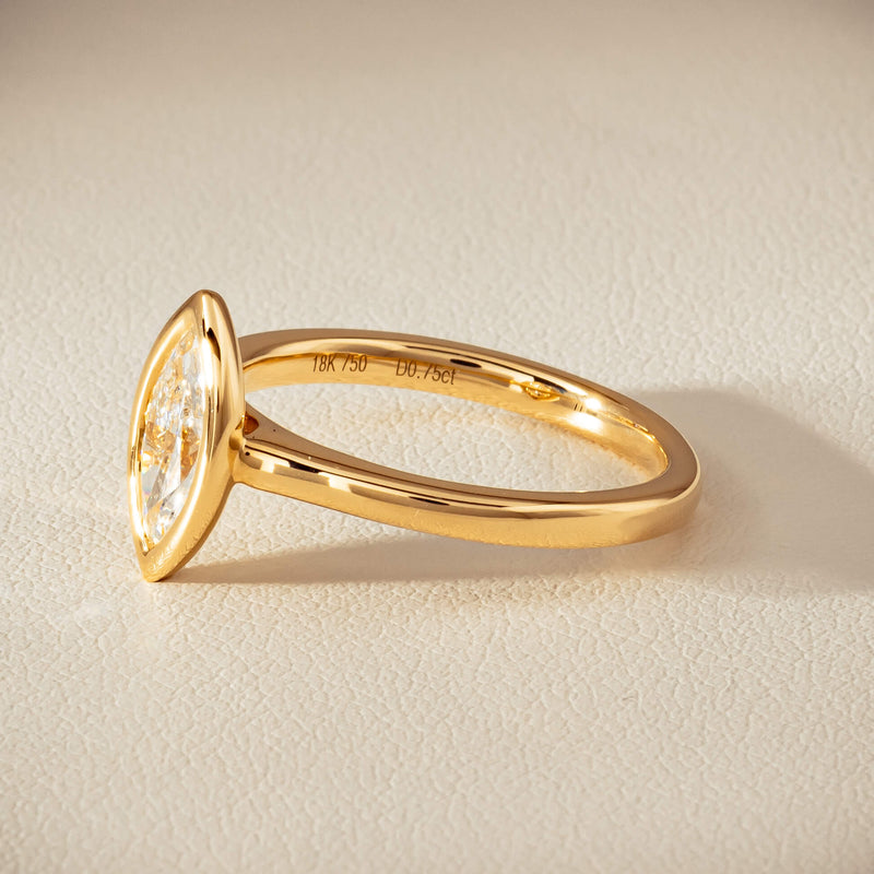 18ct Yellow Gold .75ct Reclaimed Marquise Diamond Natalia Ring - Ring - Walker & Hall