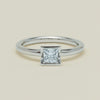 18ct White Gold .52ct Reclaimed Princess-Cut Diamond Elle Ring - Ring - Walker & Hall