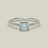 18ct White Gold .52ct Reclaimed Princess-Cut Diamond Elle Ring - Ring - Walker & Hall