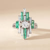 Vintage 18ct White Gold Diamond & Emerald Cluster Ring - Ring - Walker & Hall