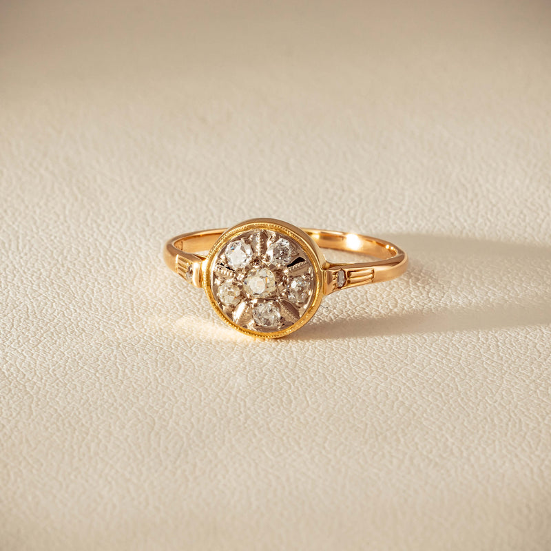 Vintage 14ct Rose & White Gold .25ct Diamond Cluster Ring - Ring - Walker & Hall