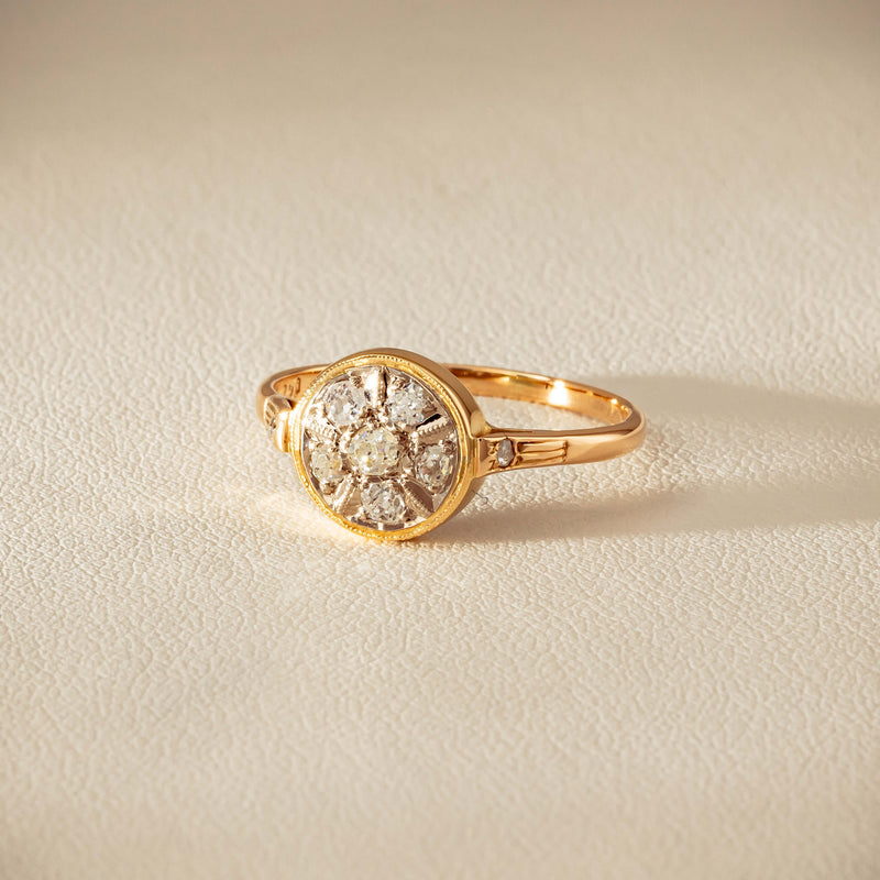 Vintage 14ct Rose & White Gold .25ct Diamond Cluster Ring - Ring - Walker & Hall