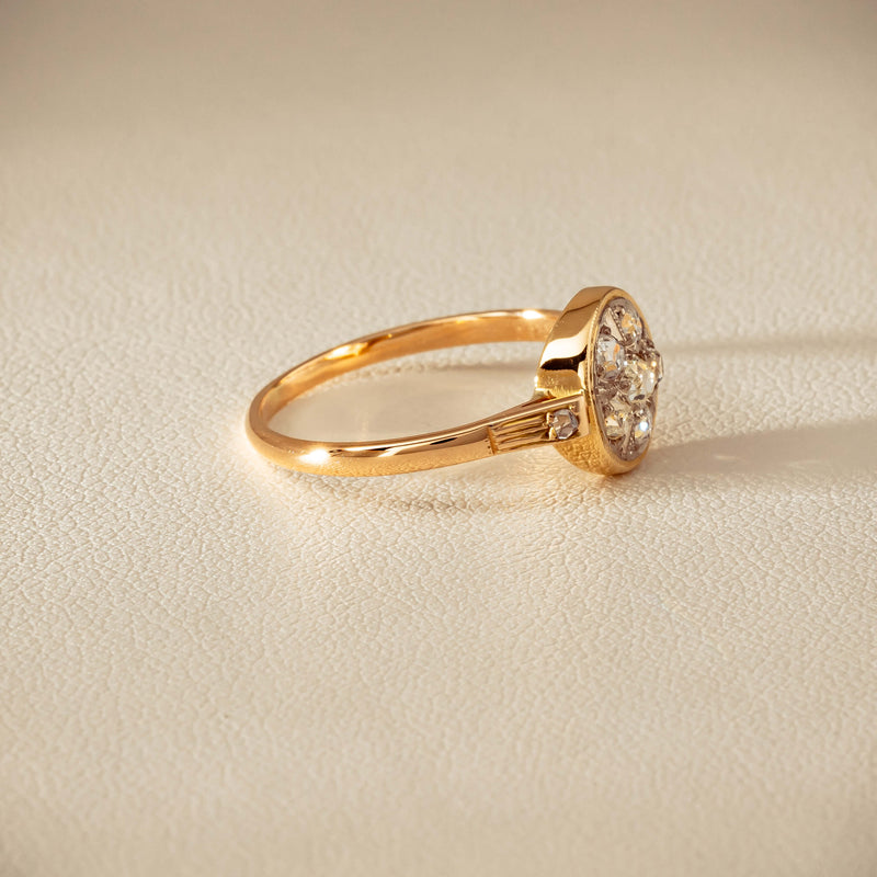 Vintage 14ct Rose & White Gold .25ct Diamond Cluster Ring - Ring - Walker & Hall