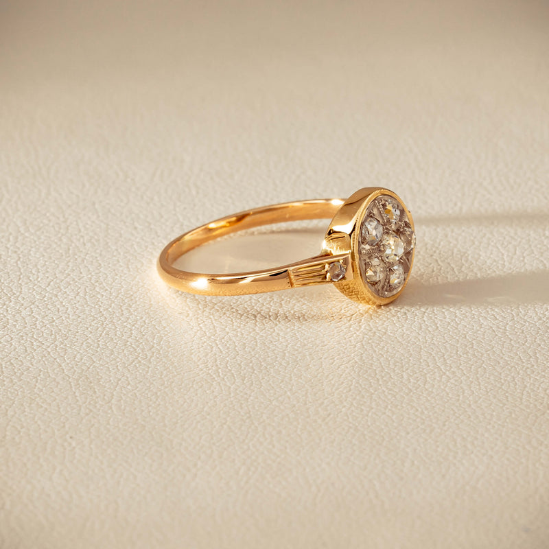 Vintage 14ct Rose & White Gold .25ct Diamond Cluster Ring - Ring - Walker & Hall